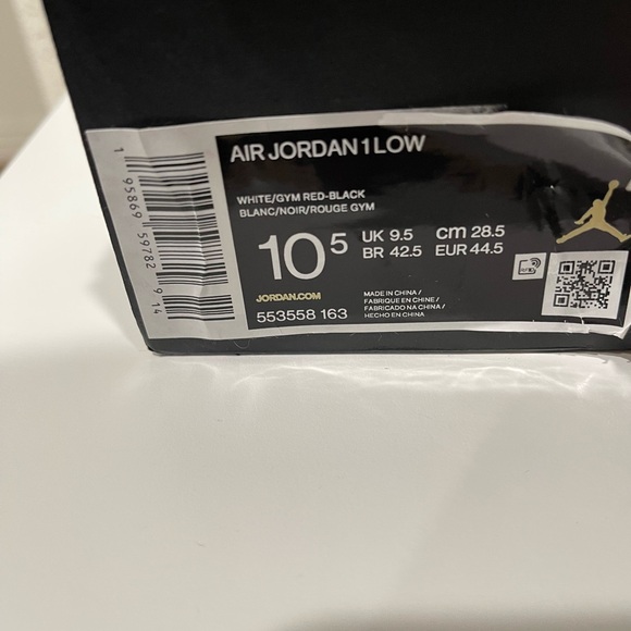 Jordan Air 1 Low in Red, White, and Black - Picture 2 of 6